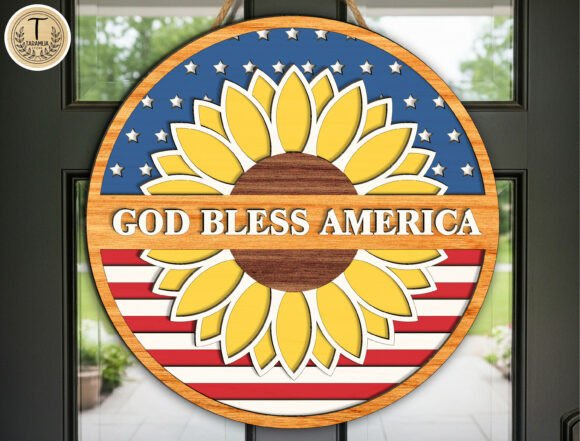 Download Patriotic Sunflower Door Hanger Svg - Premium Resources