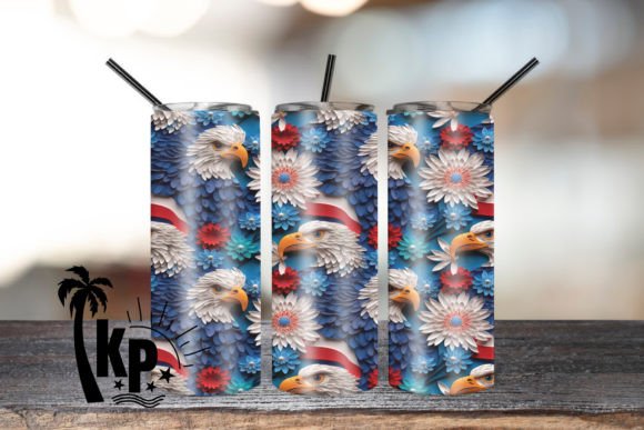 Download Seamless 3D Bald Eagle Patriotic Tumbler - Patriotic tumbler Collection